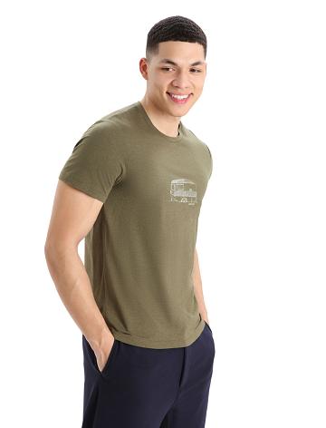 T Shirts Icebreaker Merino Central Classiche Corta Sleeve Caravan Homme Vert Olive | FR 1150PJJQ